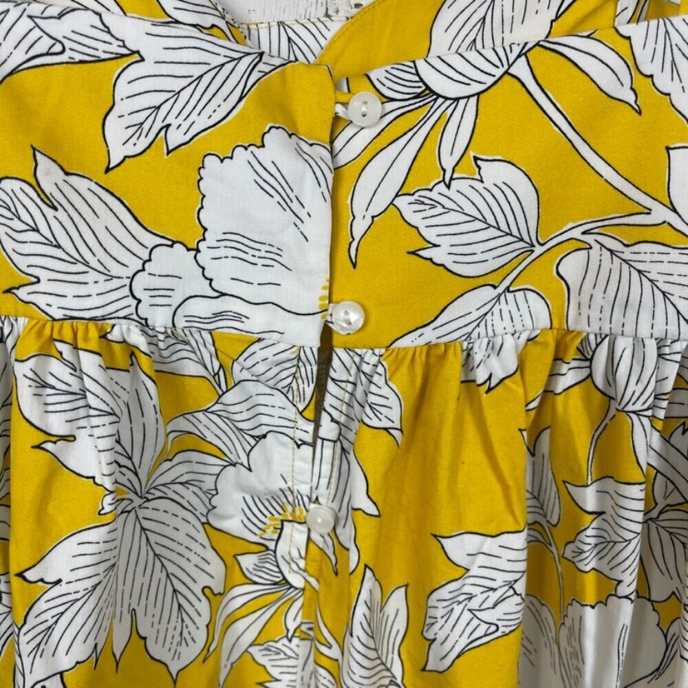 Zara floral cotton poplin sundress NWT yellow white size M tiered maxi‎ event - Picture 6 of 7